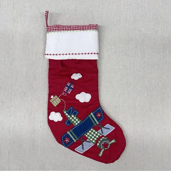 Pottery Barn Kids Airplane Red Quilted Christmas Stocking,No monogram - Picture 1 of 3